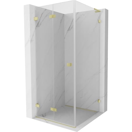 Mexen Lunar-F L foldable shower cabin left 90 x 90 cm, transparent, brushed gold - 836L-090-090-55-00-L