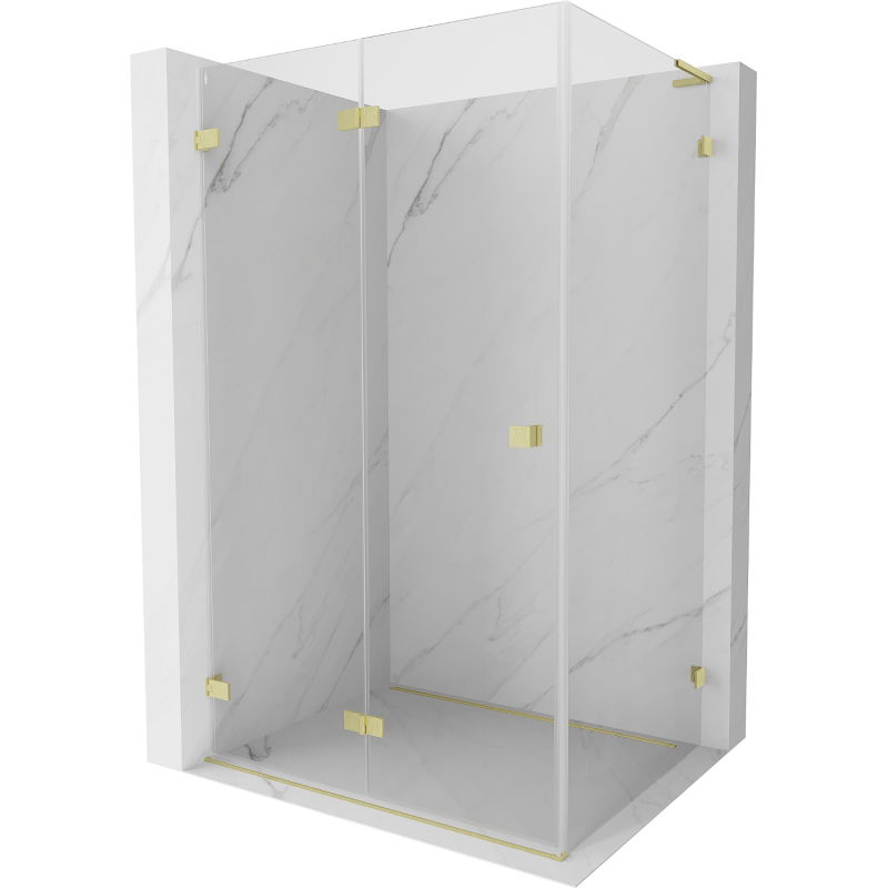 Mexen Lunar-F L foldable shower cabin left 100 x 90 cm, transparent, brushed gold - 836L-100-090-55-00-L