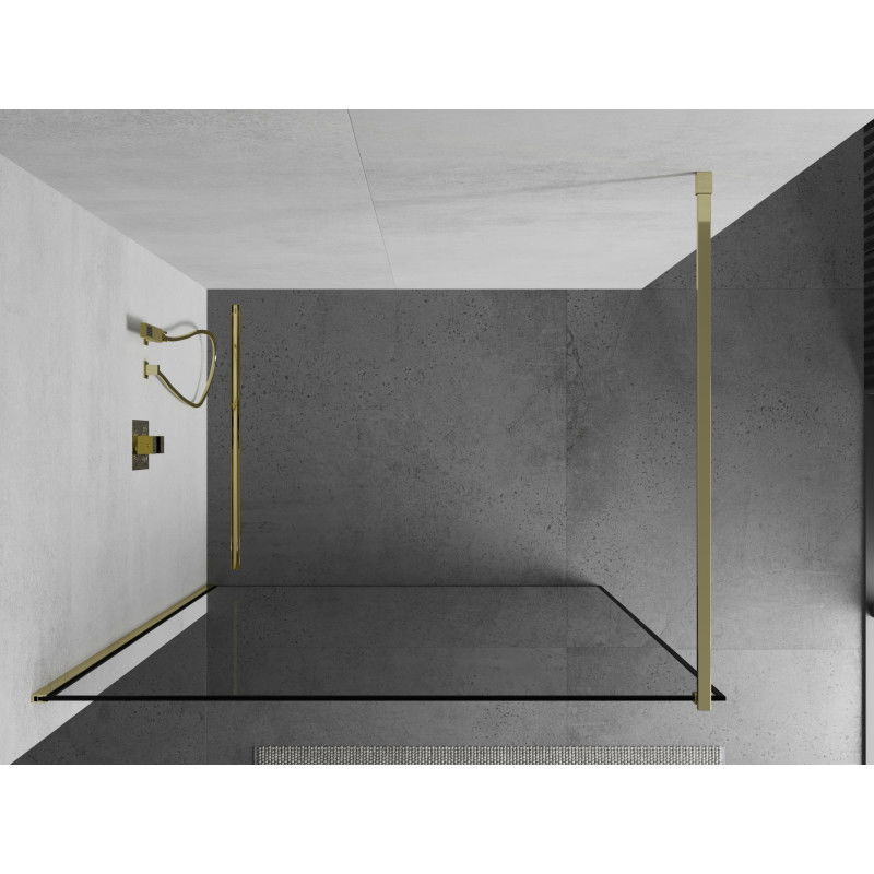 Mexen Kioto Walk-in Shower Screen 120 x 200 cm, Black Frame 8 mm, Gold - 800-120-101-50-70