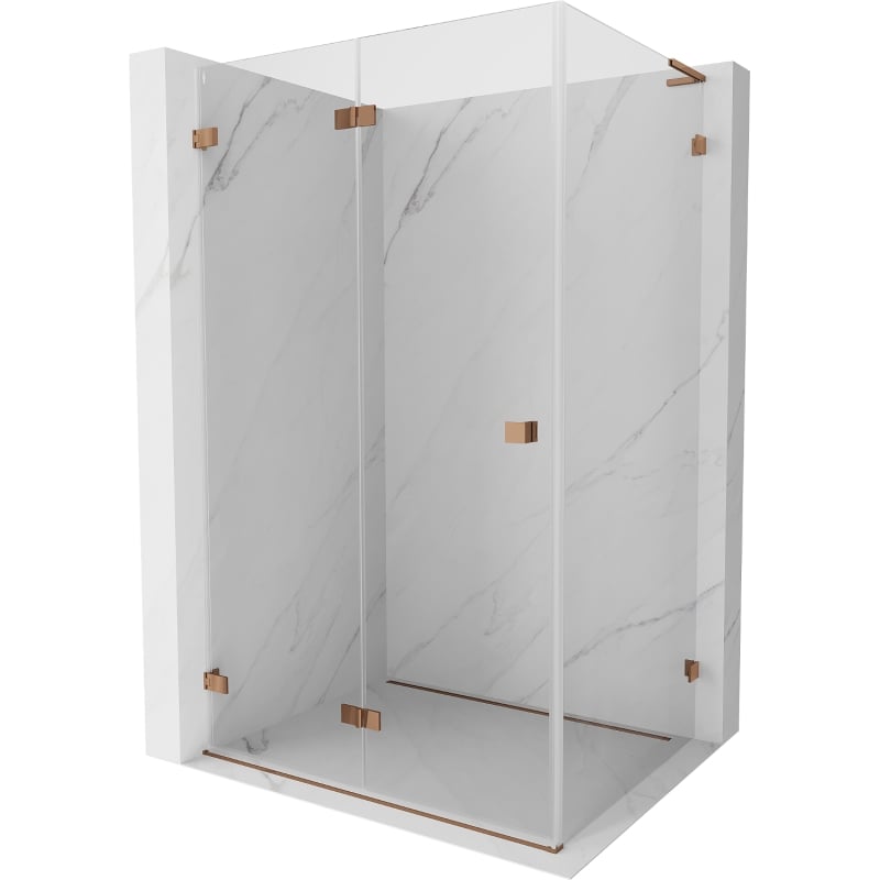 Mexen Lunar-F L foldable shower cabin left 80 x 70 cm, transparent, rose gold - 836L-080-070-60-00-L
