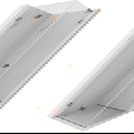 Mexen Lunar-F L folding shower cabin left 90 x 90 cm, transparent, rose gold - 836L-090-090-60-00-L