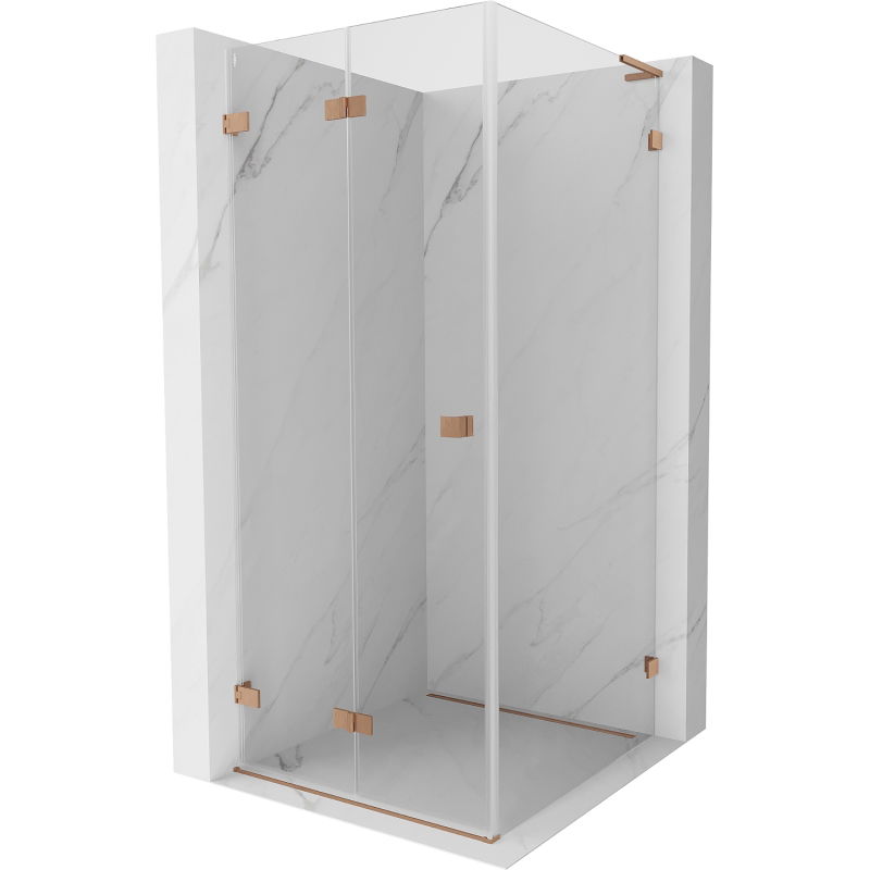 Mexen Lunar-F L folding shower cabin left 80 x 80 cm, transparent, brushed copper - 836L-080-080-65-00-L