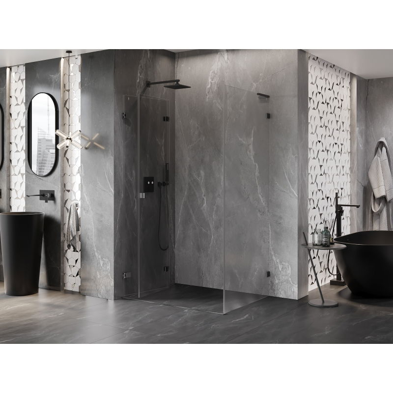 Mexen Lunar-F L folding shower enclosure left 90 x 80 cm, transparent, gun gray brushed - 836L-090-080-66-00-L