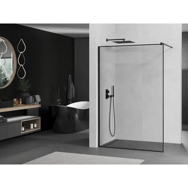Mexen Kioto Walk-in Shower Screen 100 x 200 cm, Black Frame 8 mm, Black - 800-100-101-70-70