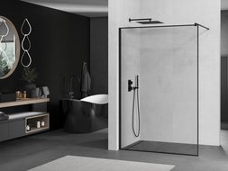 Mexen Kioto Walk-in Shower Wall 100 x 200 cm, Black Pattern 8 mm, Black - 800-100-101-70-70