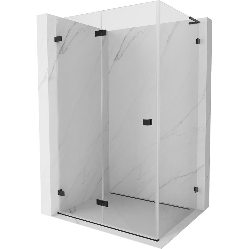 Mexen Lunar-F L folding shower enclosure left 75 x 70 cm, transparent, black - 836L-075-070-70-00-L