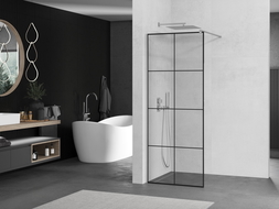 Mexen Kioto Walk-in Shower Wall 70 x 200 cm, Black Grid 8 mm, Chrome - 800-070-101-01-77