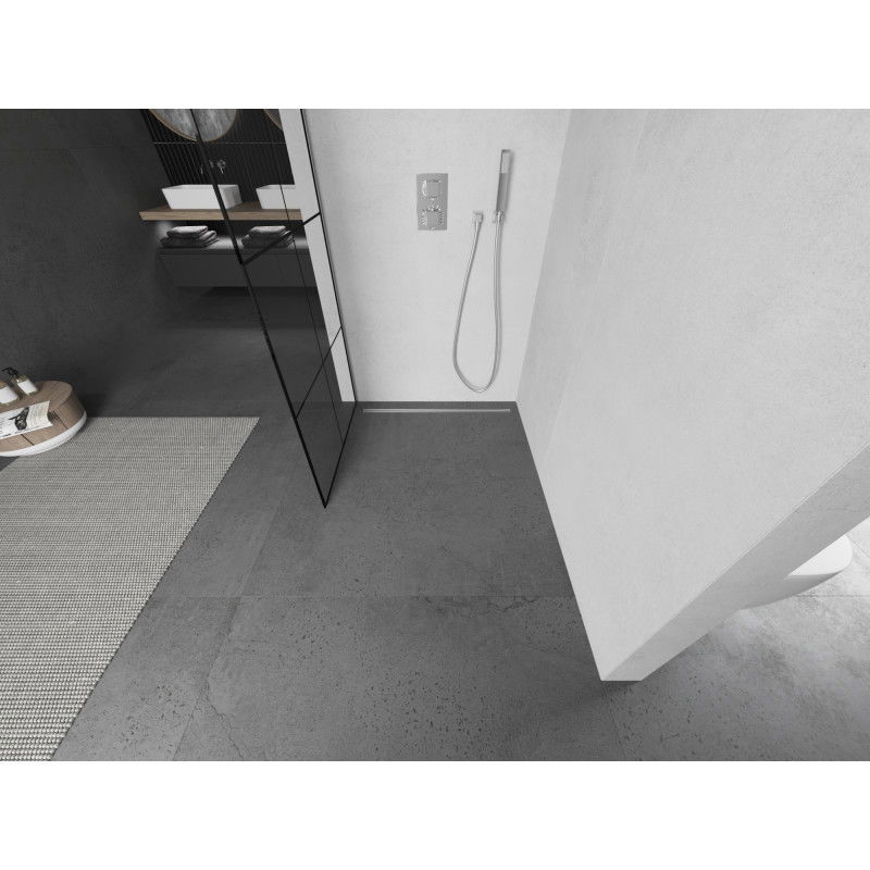 Mexen Kioto Walk-in Shower Wall 70 x 200 cm, Black Grid 8 mm, Chrome - 800-070-101-01-77