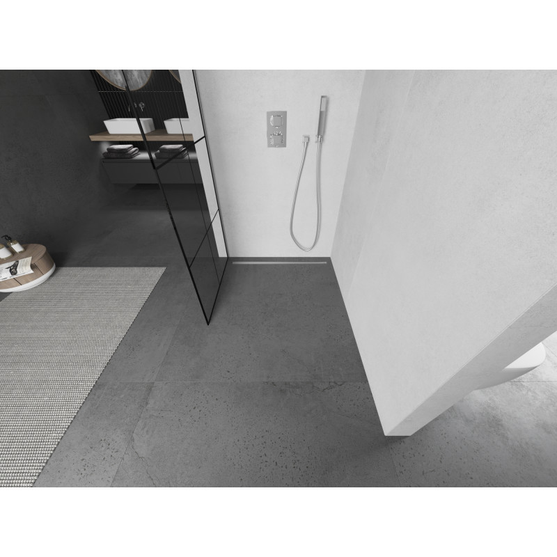 Mexen Kioto Walk-in Shower Wall 80 x 200 cm, Black Grid 8 mm, Chrome - 800-080-101-01-77