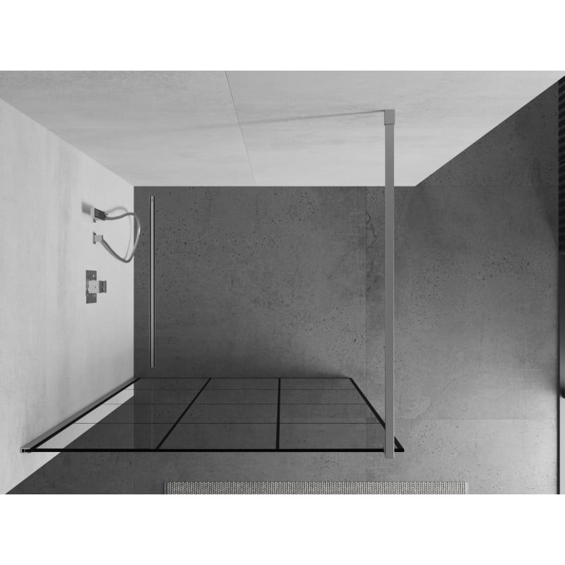 Mexen Kioto Walk-in Shower Screen 100 x 200 cm, Black Grid 8 mm, Chrome - 800-100-101-01-77