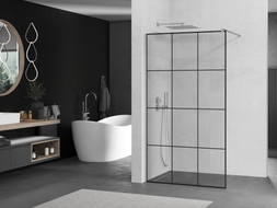 Mexen Kioto Walk-in Shower Screen 100 x 200 cm, Black Grid 8 mm, Chrome - 800-100-101-01-77