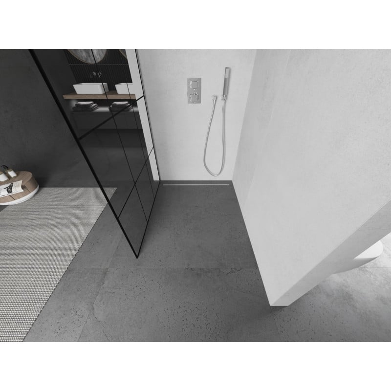 Mexen Kioto Walk-in Shower Screen 110 x 200 cm, Black Grid 8 mm, Chrome - 800-110-101-01-77