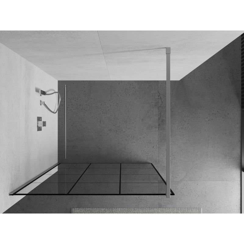 Mexen Kioto Walk-in Shower Wall 120 x 200 cm, Black Grid 8 mm, Chrome - 800-120-101-01-77