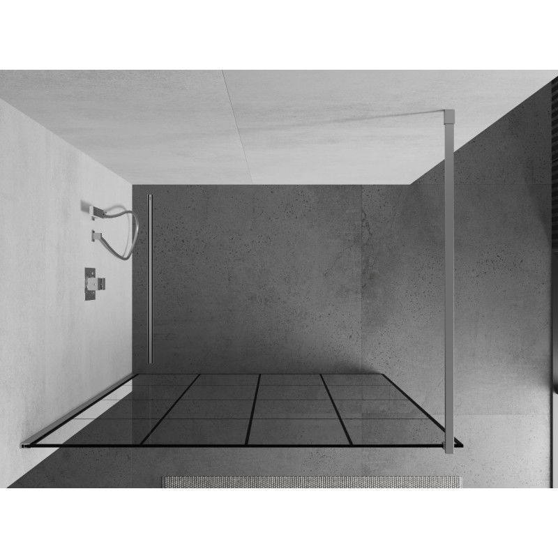 Mexen Kioto Shower Panel Walk-in 130 x 200 cm, black grid 8 mm, chrome - 800-130-101-01-77