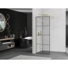 Mexen Kioto Walk-in Shower Wall 90 x 200 cm, Black Grid 8 mm, Gold - 800-090-101-50-77