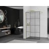 Mexen Kioto Walk-in Shower Wall 110 x 200 cm, Black Grid 8 mm, Gold - 800-110-101-50-77
