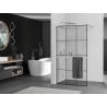 Mexen Kioto+ shower screen with Walk-in shelf 100 x 200 cm, black grid, chrome - 800-100-121-01-77