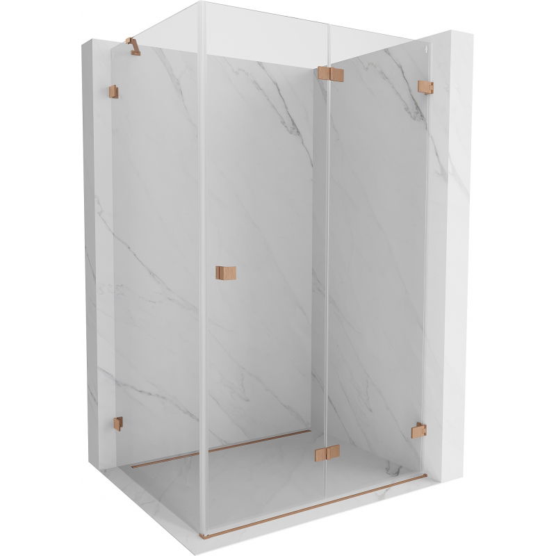 Mexen Lunar-F folding shower enclosure right 100 x 90 cm, transparent, brushed copper- 836-100-090-65-00-P