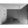 Mexen Kioto+ Walk-in shower screen with shelf 110 x 200 cm, black grid, chrome - 800-110-121-01-77