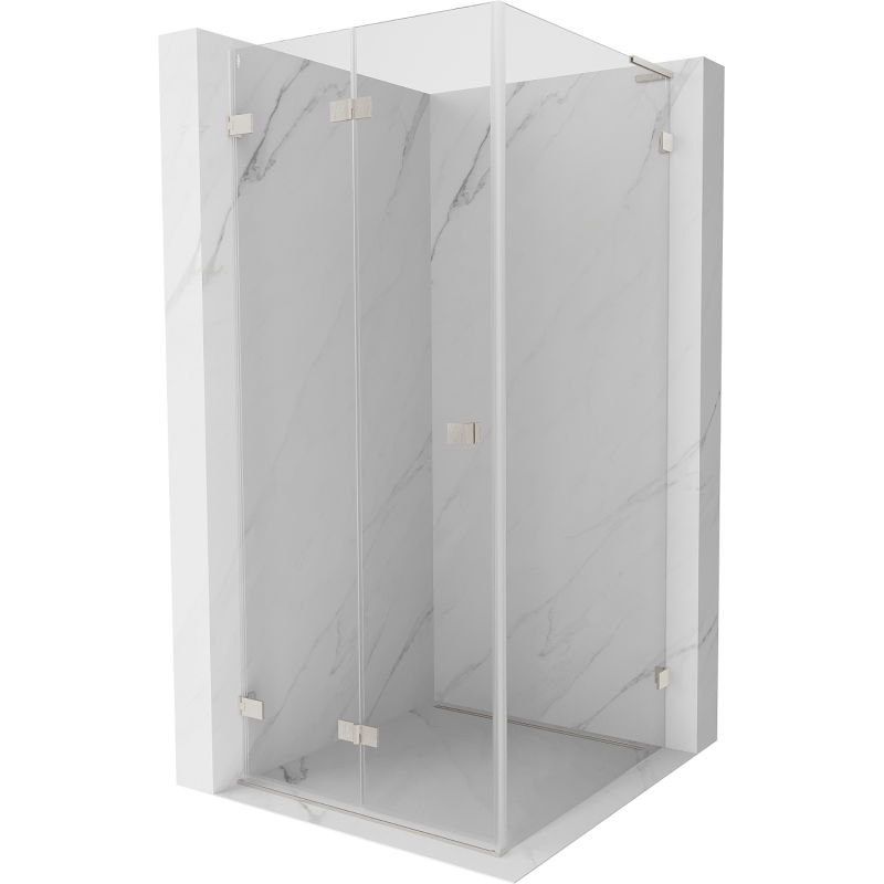 Mexen Lunar-F L folding shower enclosure left 80 x 80 cm, transparent, brushed nickel - 836L-080-080-97-00-L