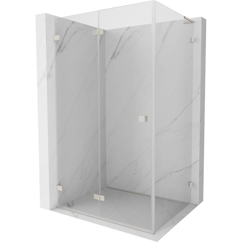 Mexen Lunar-F L folding shower enclosure left 85 x 80 cm, transparent, brushed nickel - 836L-085-080-97-00-L