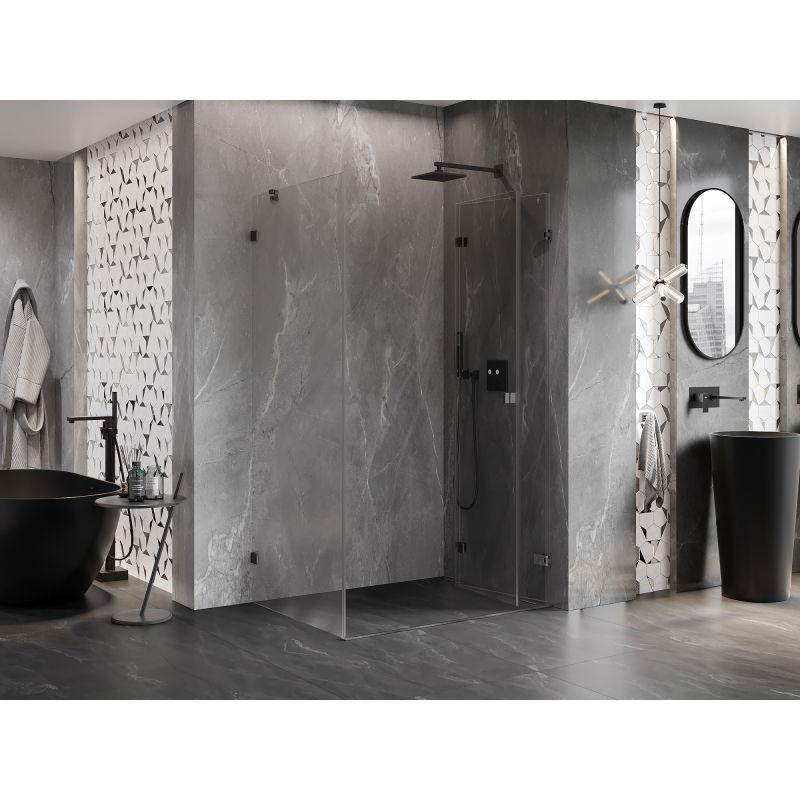 Mexen Lunar-F folding shower enclosure right 85 x 70 cm, transparent, brushed gun gray - 836-085-070-66-00-P