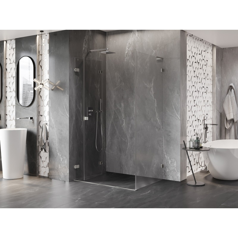Mexen Lunar-F L folding shower enclosure left 100 x 80 cm, transparent, brushed nickel - 836L-100-080-97-00-L