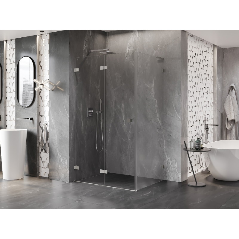 Mexen Lunar-F L folding shower enclosure left 100 x 80 cm, transparent, brushed nickel - 836L-100-080-97-00-L