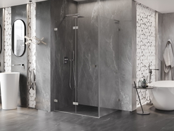 Mexen Lunar-F L folding shower enclosure left 100 x 80 cm, transparent, brushed nickel - 836L-100-080-97-00-L