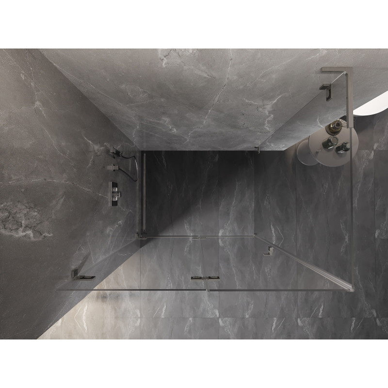 Mexen Lunar-F L folding shower enclosure left 100 x 80 cm, transparent, brushed nickel - 836L-100-080-97-00-L