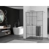 Mexen Kioto+ shower screen with a shelf and rail 110 x 200 cm, Transparent/Black pattern 8 mm, Chrome - 800-110-121-01-78