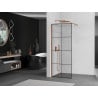 Mexen Kioto shower wall Walk-in 80 x 200 cm, black grid 8 mm, rose gold - 800-080-101-60-77