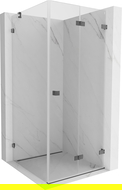 Mexen Lunar-F folding shower cabin right 100 x 100 cm, transparent, brushed gun gray - 836-100-100-66-00-P