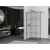 Mexen Kioto Walk-in Shower Panel 100 x 200 cm, Black Grid 8 mm, Rose Gold - 800-100-101-60-77