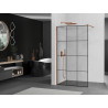 Mexen Kioto Walk-in shower wall 110 x 200 cm, black grid 8 mm, pink gold - 800-110-101-60-77