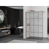 Mexen Kioto shower screen 140 x 200 cm, Transparent/Black pattern 8 mm, Rose gold - 800-140-101-60-77