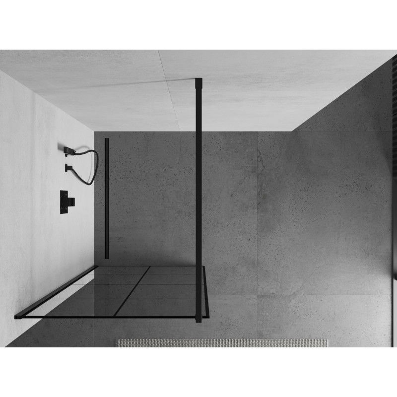 Mexen Kioto shower wall Walk-in 90 x 200 cm, black grid 8 mm, black - 800-090-101-70-77