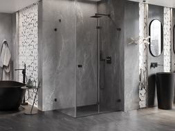 Mexen Lunar-F folding shower cabin right 100 x 80 cm, transparent, black - 836-100-080-70-00-P