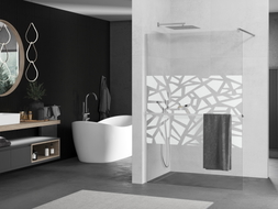 Mexen Kioto+ shower wall with shelf Walk-in 70 x 200 cm, white pattern, chrome - 800-070-121-01-85