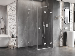 Mexen Lunar-F L folding shower enclosure right 80 x 80 cm, transparent, white - 836L-080-080-20-00-P