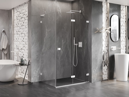 Mexen Lunar-F L folding shower cabin right 90 x 80 cm, transparent, white - 836L-090-080-20-00-P