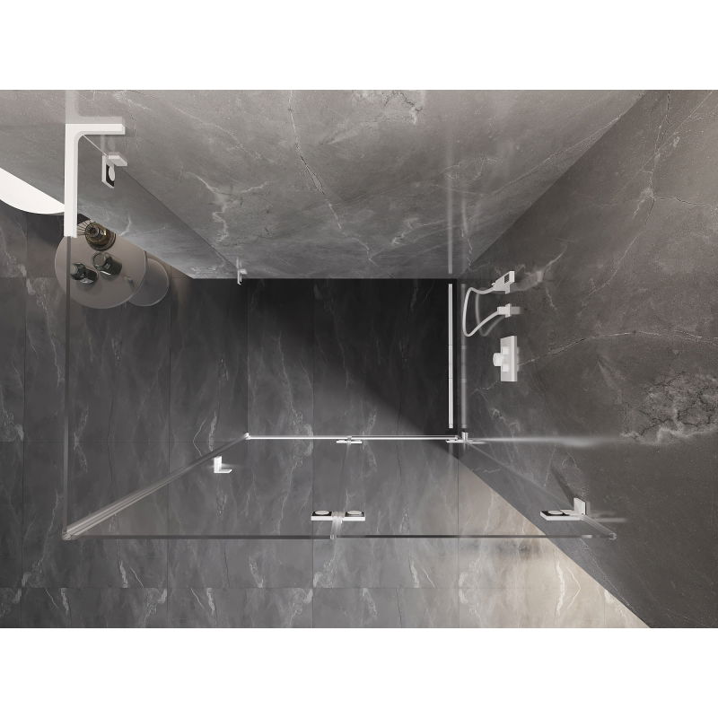 Mexen Lunar-F L folding shower cabin right 90 x 80 cm, transparent, white - 836L-090-080-20-00-P