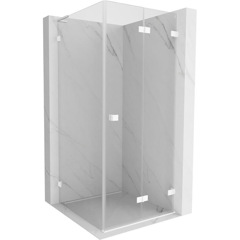 Mexen Lunar-F L folding shower cabin right 90 x 90 cm, transparent, white - 836L-090-090-20-00-P