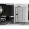 Mexen Kioto shower wall Walk-in 140 x 200 cm, black grid 8 mm, black - 800-140-101-70-77