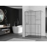 Mexen Kioto walk-in shower wall 100 x 200 cm, black pattern 8 mm, chrome - 800-100-101-01-78
