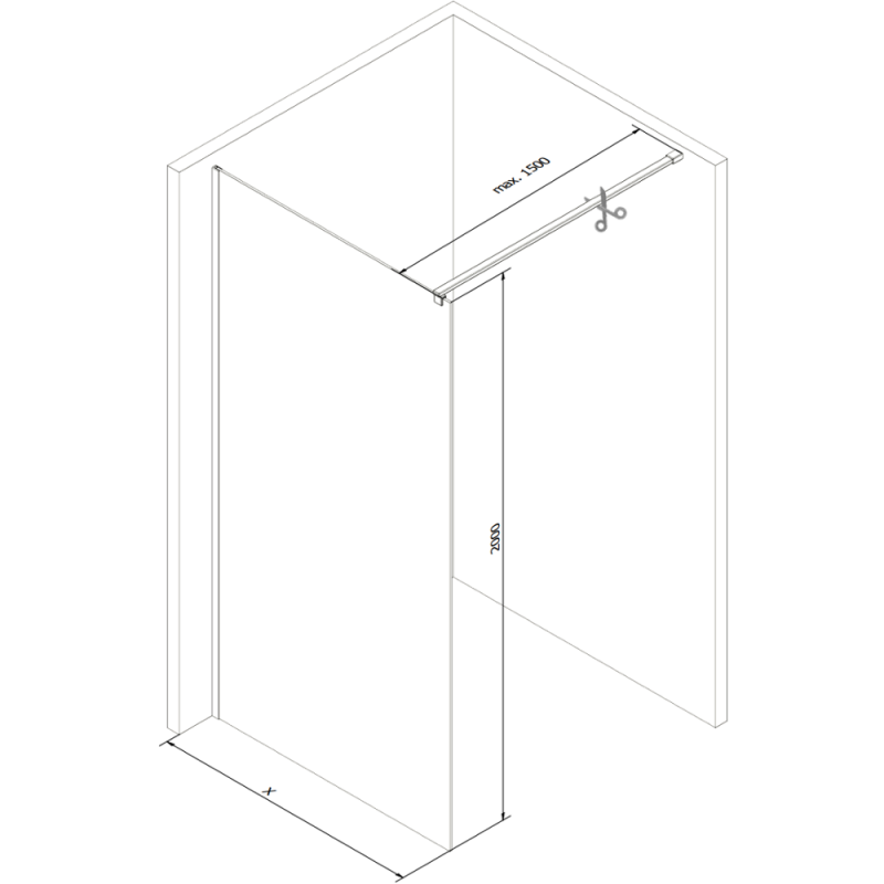 Mexen Kioto Walk-in Shower Panel 110 x 200 cm, Black Pattern 8 mm, Chrome - 800-110-101-01-78