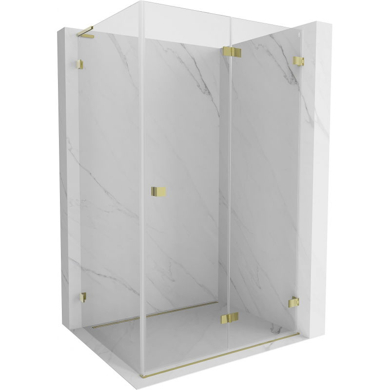 Mexen Lunar-F L folding shower cabin right 95 x 70 cm, transparent, gold - 836L-095-070-50-00-P
