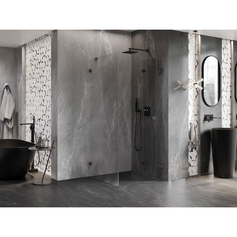 Mexen Lunar-F folding shower enclosure right 90 x 90 cm, transparent, gun metal - 836-090-090-95-00-P