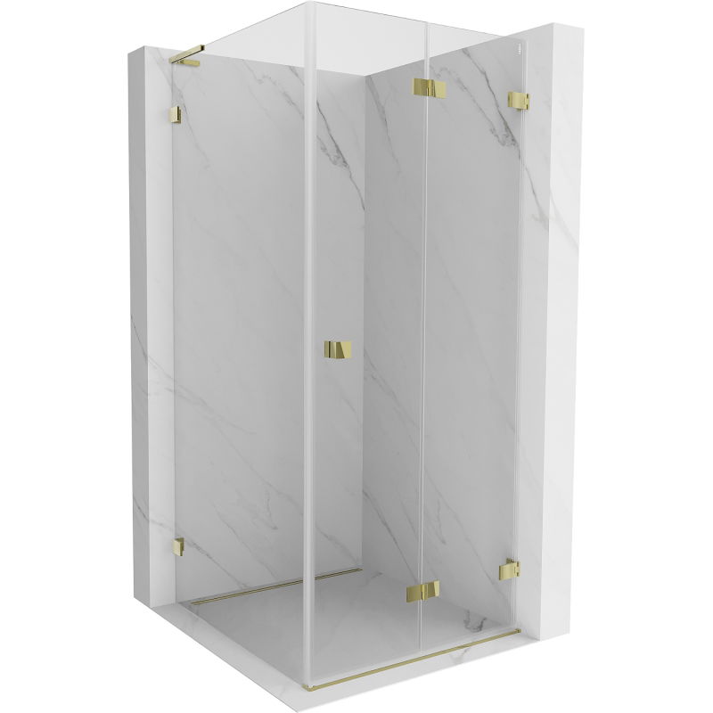 Mexen Lunar-F L folding shower enclosure right 80 x 80 cm, transparent, gold - 836L-080-080-50-00-P