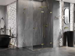 Mexen Lunar-F L shower enclosure folding right 90 x 80 cm, transparent, gold - 836L-090-080-50-00-P